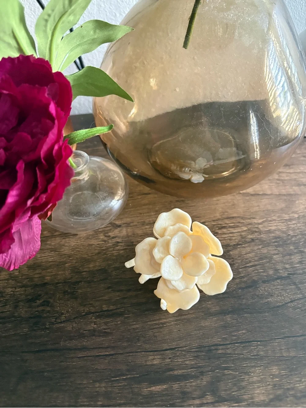 Solar Eclipse Origami Handmade Cream Gardenia Flower Hair Clip Claw Clip
